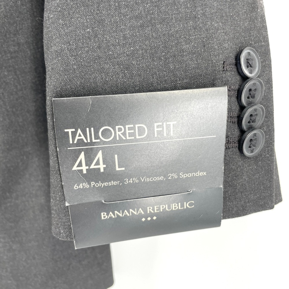Banana Republic Tailored Fit Blazer Mens 44L Charcoal Grey Business Suit Jacket - Picture 3 of 10